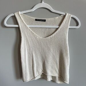 Brandy Melville Cream Knit V-Neck Crop Top